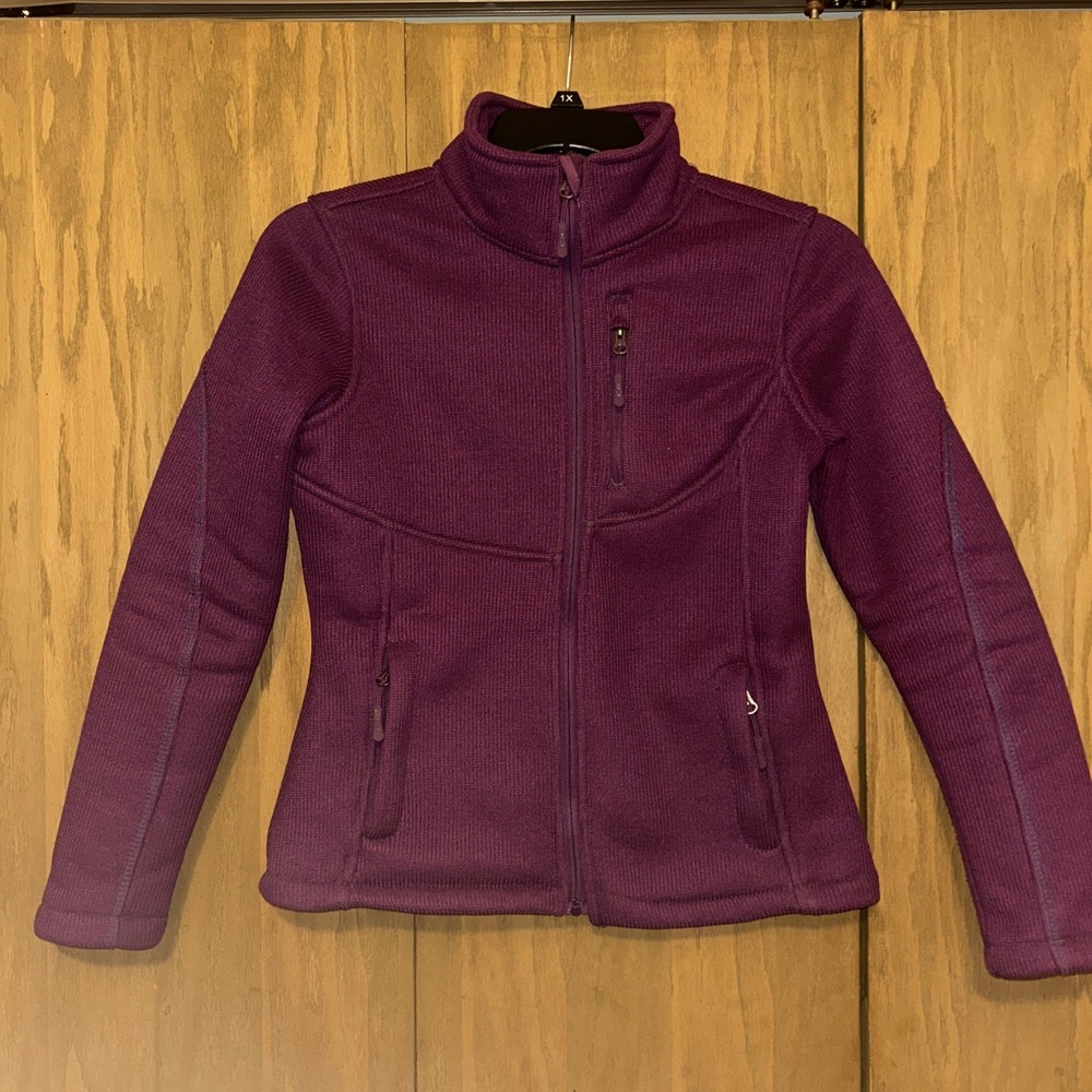 CB Sports Jacket Plum Purple Full Zip Pockets Woven Knit Fleece -‎ Size Medium